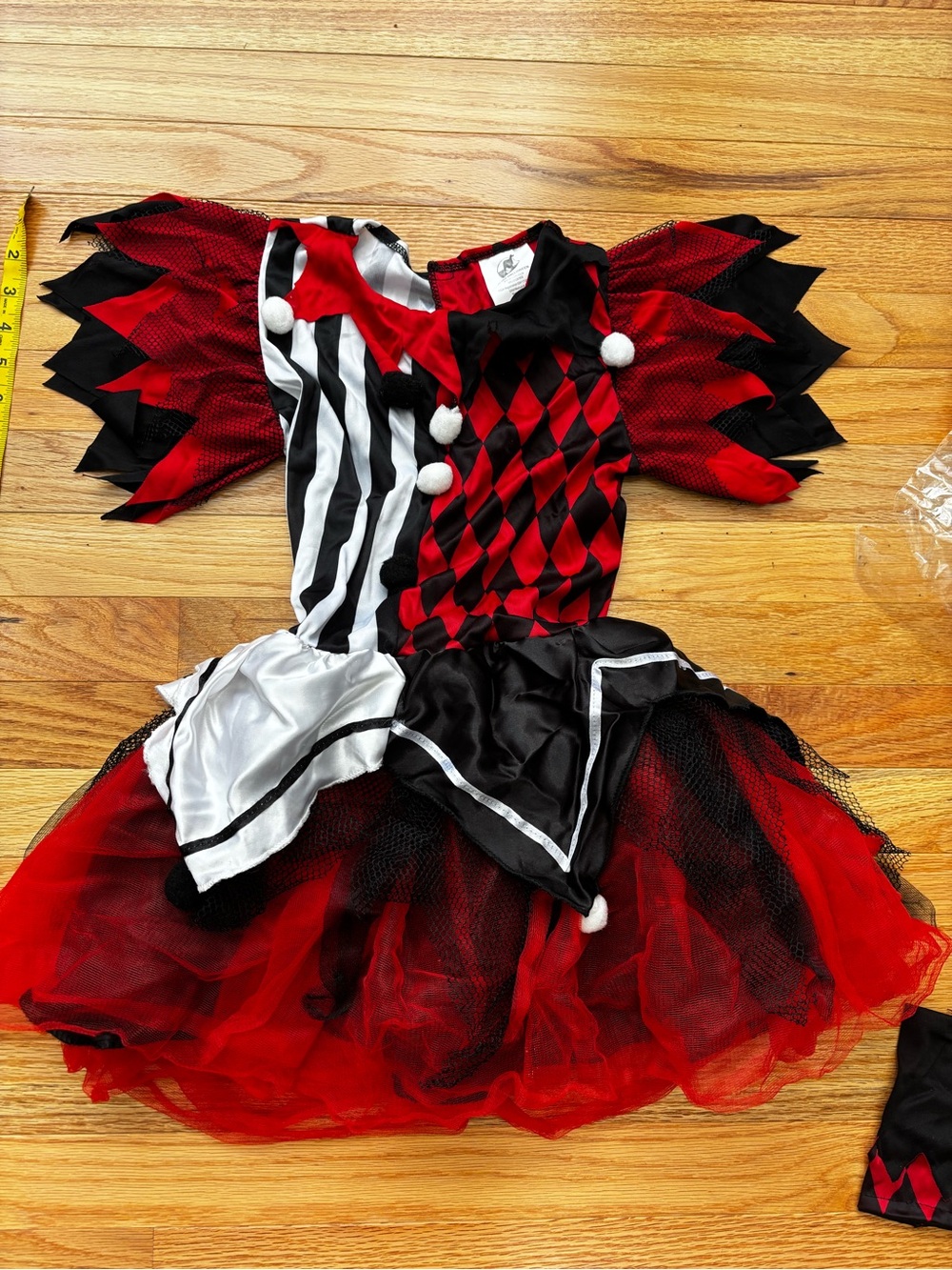 Spirit Halloween Girls Harlequin Jester Costume Tutu Size 8-10 Complete Set